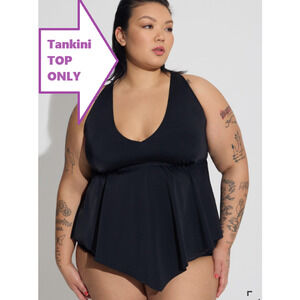 Torrid Swim Top Tankini Womens 2X Wirefree Built In Bra Flounce Ruffle Swimsuit